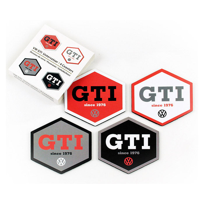 VW GTI flerfärgade glasunderlägg 4 st.