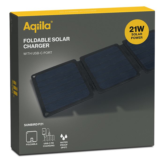 Aqiila SunBird P21 Hopfällbar Solcellsladdare 20W (5)