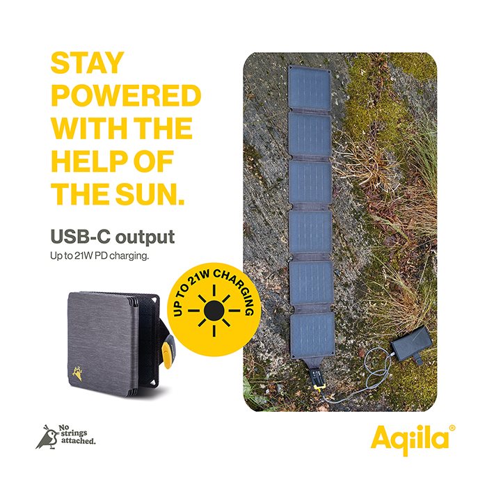 Aqiila SunBird P21 Hopfällbar Solcellsladdare 20W (6)