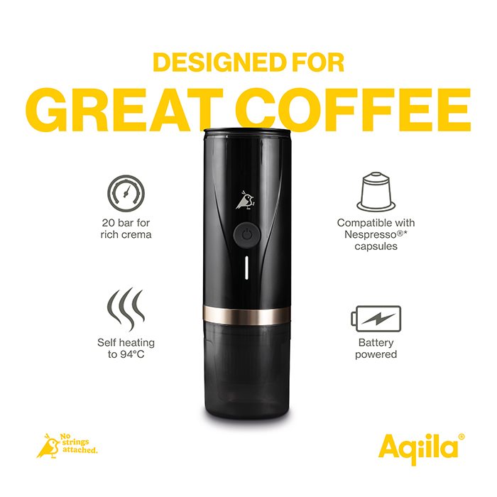 Aqiila Coffeebird Bärbar Espressomaskin (Kapslar/Kaffe) (5)
