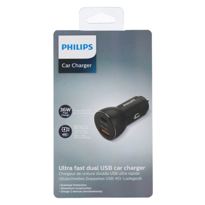 Philips USB snabbladdare för cigarettuttag USB-A+C 36W (2)