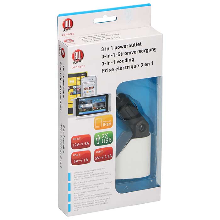 Fördelaruttag 2xUSB 2.1A 1xcigarett
