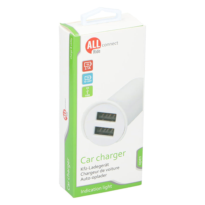 Allride 2 USB-uttag för cigarettändare 2,1A, 12-24V (2)