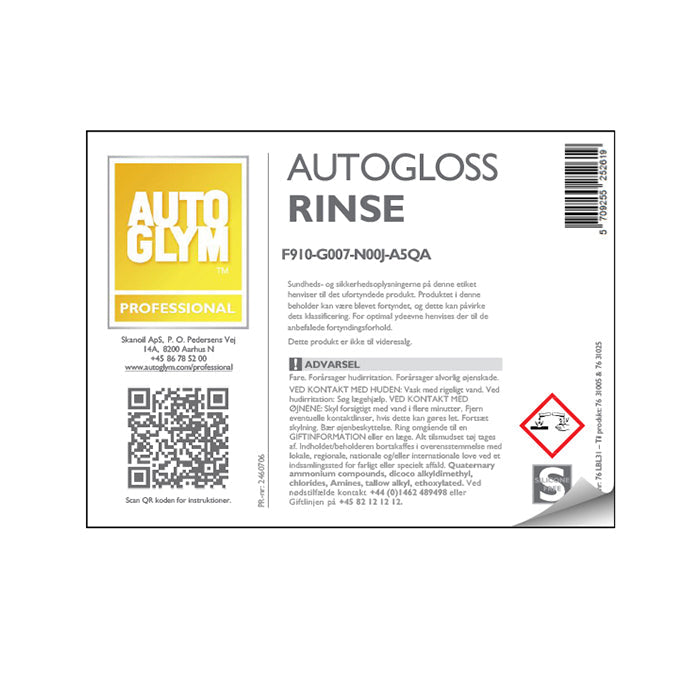 Etikett Autoglym Autogloss Rinse