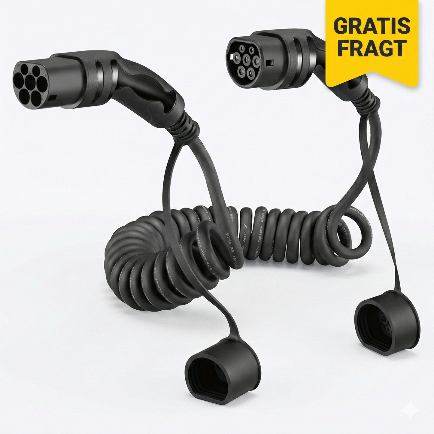 Spiralladdkabel för elbil – Typ 2, 16A, 3-fas, 5 meter (upp till 11 kW)