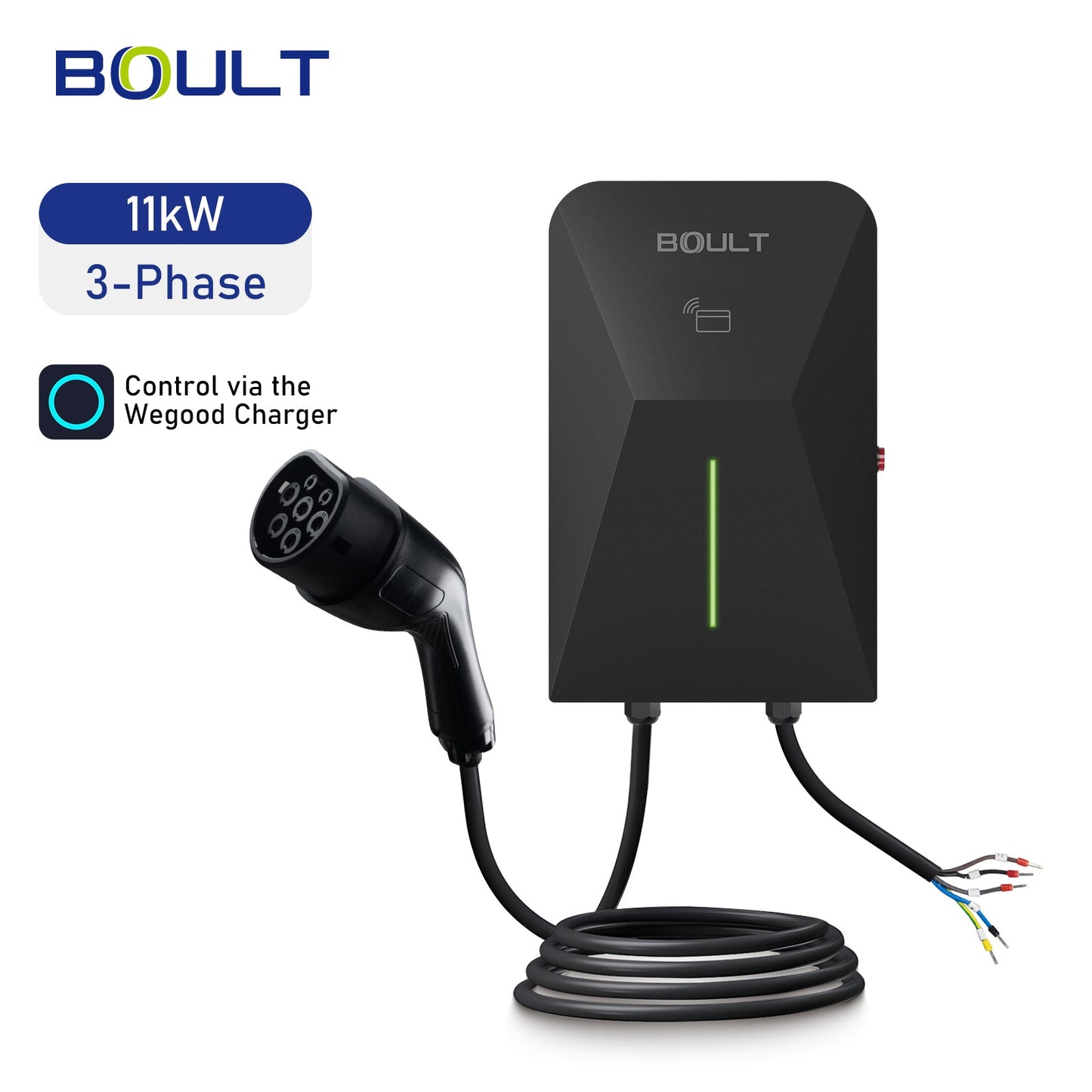 Laddbox elbil 11kW/16A 3-fas – Boult WP09 med 5 meter kabel