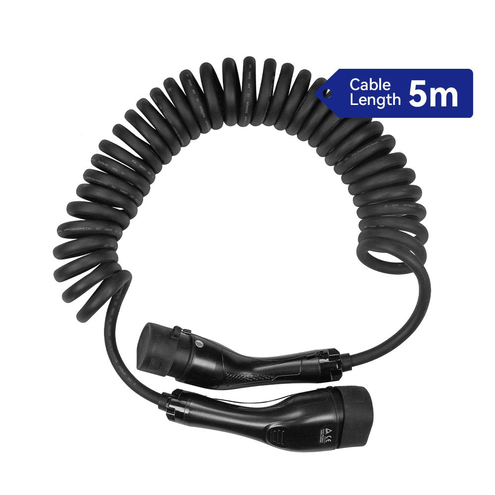 Chargr spiral-laddkabel, kabellängd 5 meter utsträckt