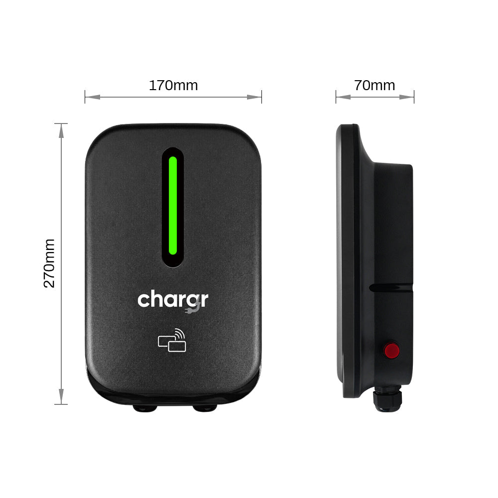 Chargr WP18 mått: 170 mm bred, 270 mm hög och 70 mm djup