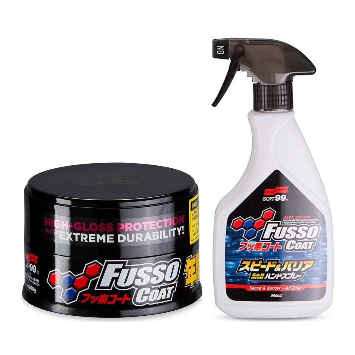Soft99 Fusso Coat paket för mörka bilar: 12 Months Wax Dark och Speed & Barrier