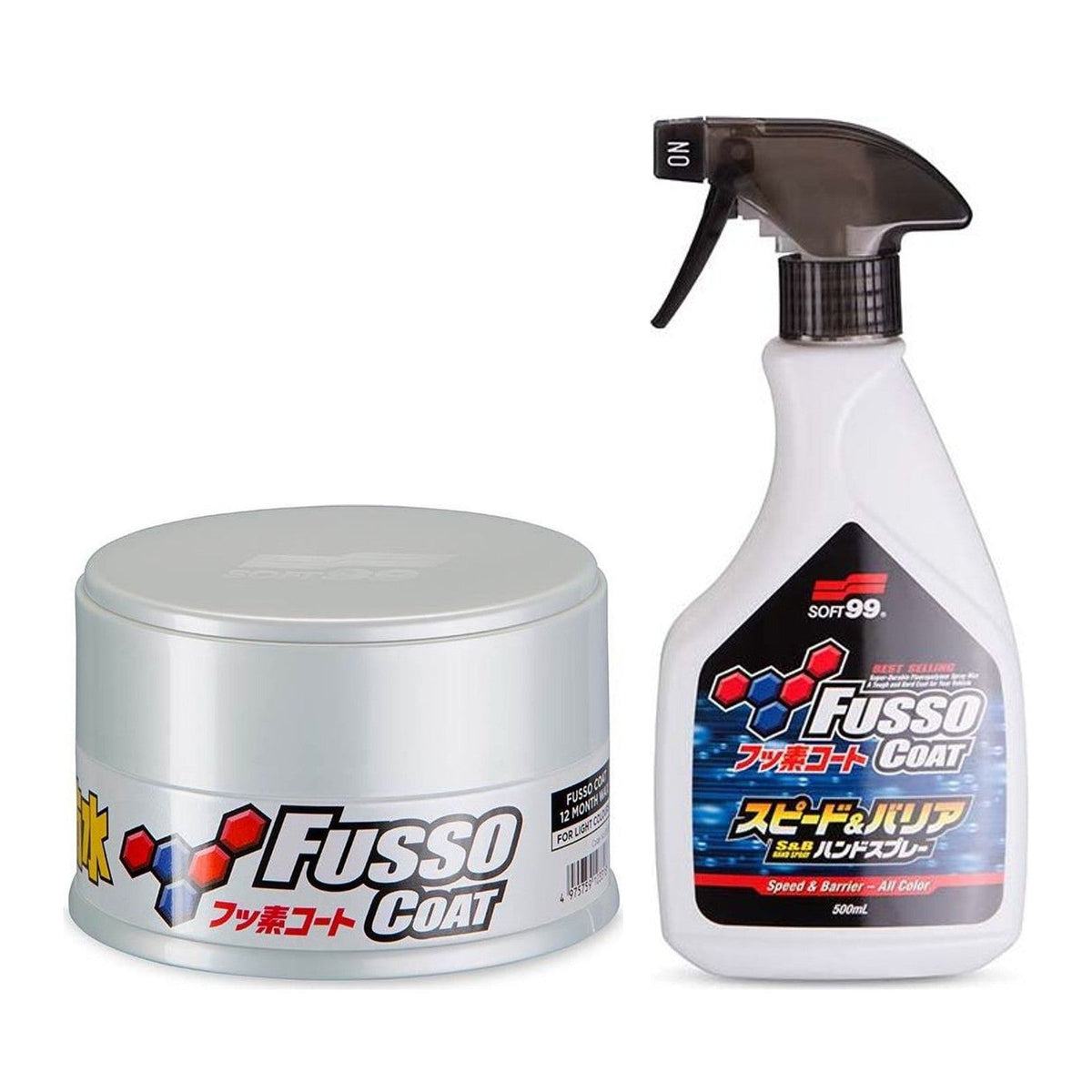 Soft99 Fusso Coat paket för ljusa bilar: 12 Months Wax Light och Speed & Barrier